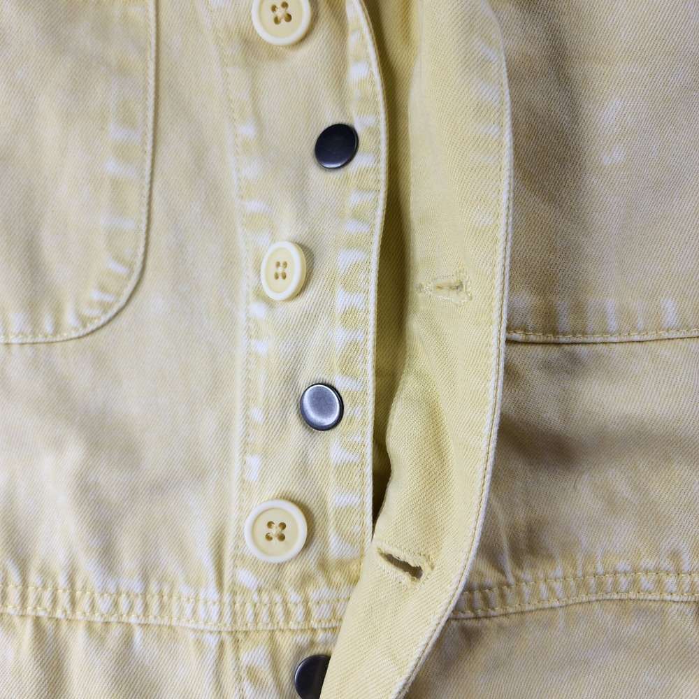 Pistola Yellow Denim Romper Womens Small Acid Wash Utility Button Front Playsuit - Picture 3 of 14
